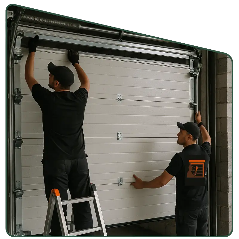 Commercial Garage Door Installation by a Construction Worker