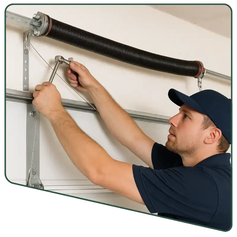  Person using smartphone to control a fully integrated garage door opener system . 